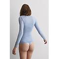 maglia scollo a v ultralight con cashmere e pizzo donna azzurro taglia s