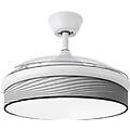 ventilatore dc moda 72w bianco con scanalatura grigia. ha 3 pale 7200 lm e luce regolabile