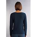 maglia manica lunga 100% cashmere donna blu taglia s