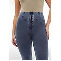 jeggings push up wr. up 7/8 superskinny vita alta con zip denim blu scuro-blue seams donna small