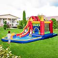 castello gonfiabile con scivolo d'acqua cannone d'acqua e piscina a spruzzi parco acquatico con