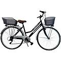 bicicletta donna passeggio misura 28 bici da città nera con cambio e 2 cestini