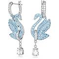 orecchini pendenti swan cigno blu placcato rodio os