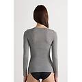 maglia scollo a v ultralight con cashmere e pizzo donna grigio taglia s