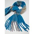 - sciarpa a quadri multicolor con frange donna blu/grigio taglia one size