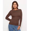 maglia girocollo basic in tencel modal con cashmere / caffe' / s caffe'