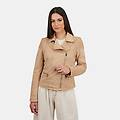 giacca biker da donna beige