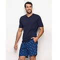 pigiama corto blu da uomo con scollo a v royal marine / blu notte / s blu notte