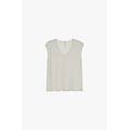 top fluido smanicato con scollo a v