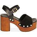 sandali platform neri in camscio 9 cm
