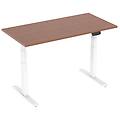 scrivania motorizzata sit/stand 120x75 cm altezza 62-128 cm piano in noce/base bianca collegata