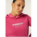 felpa donna corta in vita con cappuccio e stampa beetroot purple donna extra large