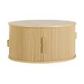 tavolino rotondo in finitura legno chiaro rovere con 2 ante scorrevoli d80 cm epic