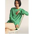 felpa girocollo in jersey con perline sul fronte bright green donna extra large
