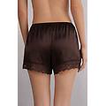 pantaloncino in seta con pizzo donna marrone taglia s