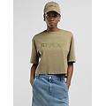 t-shirt cropped con logo in rilievo