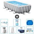 - piscina fuori terra rettangolo 400x200x100 cm grigio include accessori coordinati a2455