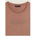 t-shirt donna con mini spacchi laterali e logo in strass warm taupe donna large