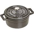 casseruola tonda in ghisa per induzione colore grigio con maniglie e coperchio diam. 12cm