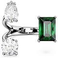 anello aperto mesmera taglio misto verde placcato color argento 50