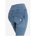 jeggings push up wr. up superskinny vita alta con zip denim light blue-blue seams donna small