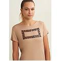 t-shirt donna stampa animalier e strass chanterelle donna small