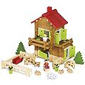 - di giocattolo di legno costruzione heidi cottage in valigia (175 pezzi)
