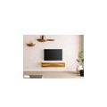 mobile tv in legno di acacia 124x40x25 laccato naturale /marmo bianco montreal #132