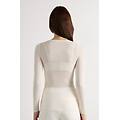 maglia scollo a v in modal ultralight con cashmere donna avorio taglia l