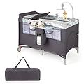 lettino per bambini con materasso fasciatoio carillon e 3 giocattoli appesi box multiuso 5 in 1