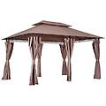- gazebo in acciaio con doppio tetto e tende impermeabili color cachi 4 x 3 m