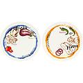 set 2 piatti pizza acqua e farina arancio e blu