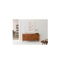 credenza in legno di acacia 147x40x76 laccato naturale / marmo bianco karlstad #15