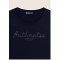 t-shirt manica 3/4 "authentic" con logo in strass dark sapphire donna extra small
