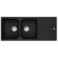 lavello sopratop 2 vasche con gocciolatoio laterale destro o sinistro city l 116 x l 50 cm nero