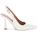 décolleté slingback donna bianche in vernice tacco 7 5 cm