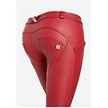 pantaloni push up wr. up vita bassa in similpelle ecologica deep claret donna medium