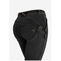 jeggings wr. up vita alta con inserti cucitura centrale jeans nero-cuciture in tono donna small