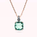 collana catena rolo con prisma gem quadrata e pav&eacute;