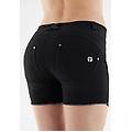 shorts push up wr. up sfrangiati vita regular in denim navetta ecologico jeans nero-cuciture in tono