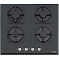fhns 604 4g bk c linea smart linear piano cottura a gas 4 zone griglie in ghisa 60 cm cristallo nero