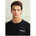 t-shirt manica lunga in jersey con cuciture a contrasto jet black-white uomo extra large