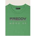 t-shirt girocollo con grafica dorata e perline bright green donna extra large