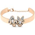 bracciale rigido in acciaio rosato con paperino e paperina e strass collezione mickey mouse &