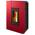 stufa a pellet slim ventilata alea air 7 s1 7 kw in acciaio colore bordeaux