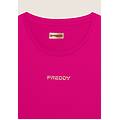 t-shirt sportiva in tessuto tecnico con logo bronzo cabaret donna large