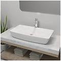 - lavello bagno con miscelatore in ceramica rettangolare bianco