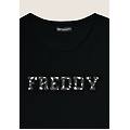 t-shirt in cotone supima con logo maculato bicolore nero donna extra small