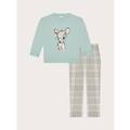 pigiama lungo cotone e flanella bambina disney bambi / verde salvia chiaro / 4 verde salvia chiaro
