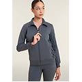 felpa full zip con collo alto e inserti geometrici blue-turbulence-blue check donna large